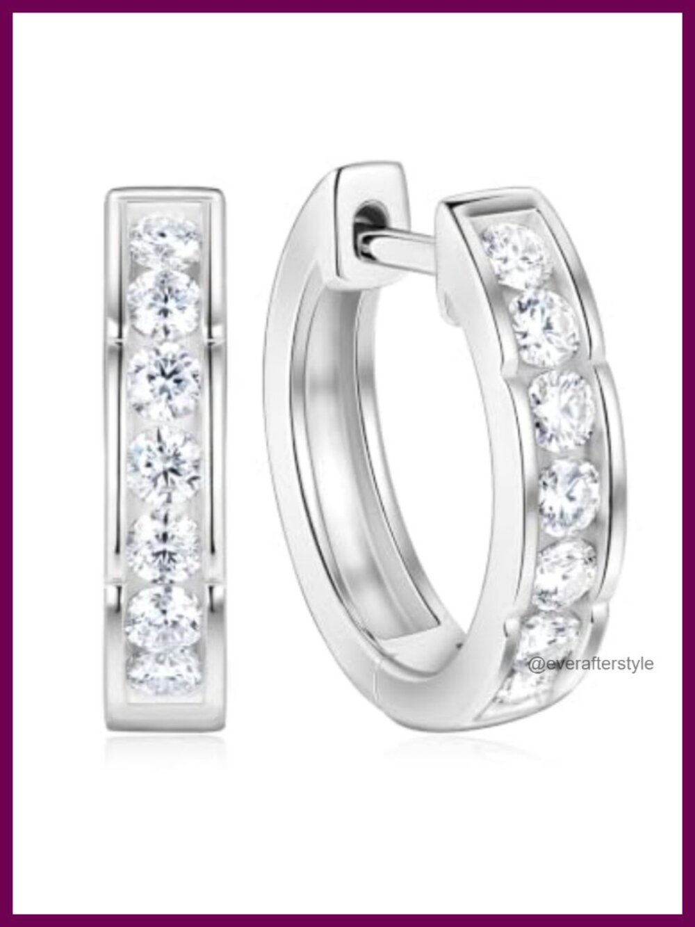 Small Moissanite Created Emerald 15/20mm Hoop Earrings, 925 Silver Jewelry